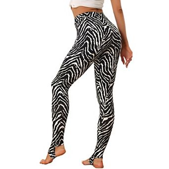 Women's Stripes High Waist Elastic Waistband Stirrup Leggings