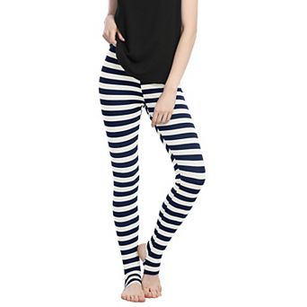 Women's Stripes High Waist Elastic Waistband Stirrup Leggings