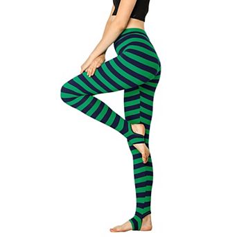 Women's Stripes High Waist Elastic Waistband Stirrup Leggings