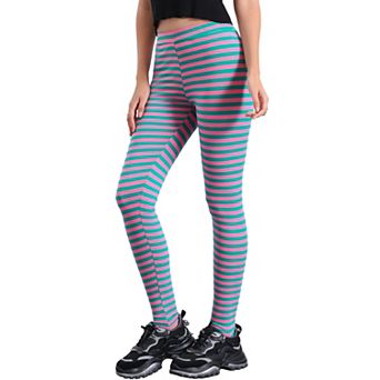 Women's Stripes High Waist Elastic Waistband Stirrup Leggings