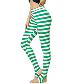 Women's Stripes High Waist Elastic Waistband Stirrup Leggings