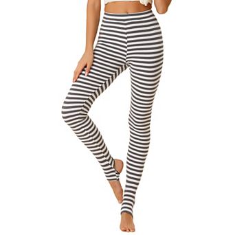Women's Stripes High Waist Elastic Waistband Stirrup Leggings
