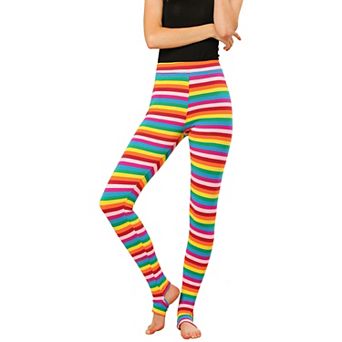 Women's Stripes High Waist Elastic Waistband Stirrup Leggings