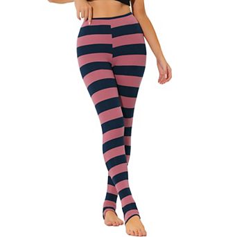 Women's Stripes High Waist Elastic Waistband Stirrup Leggings