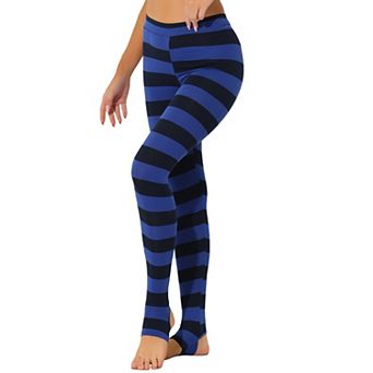 Women's Stripes High Waist Elastic Waistband Stirrup Leggings