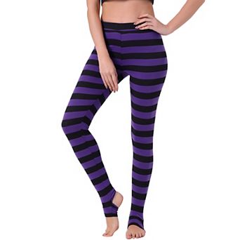 Women's Stripes High Waist Elastic Waistband Stirrup Leggings