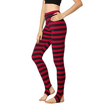 Women's Stripes High Waist Elastic Waistband Stirrup Leggings