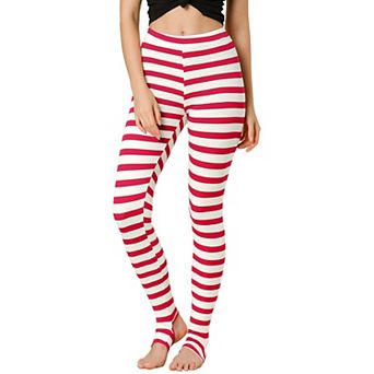 Women's Stripes High Waist Elastic Waistband Stirrup Leggings