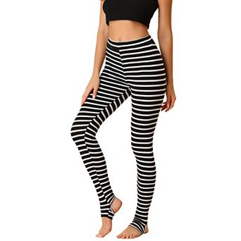 Women's Stripes High Waist Elastic Waistband Stirrup Leggings
