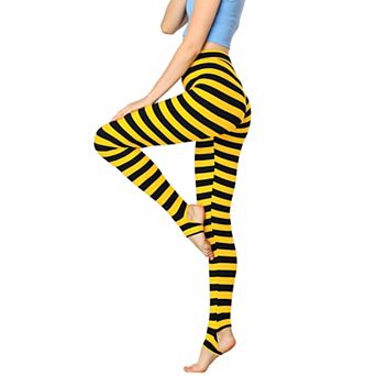 Women's Stripes High Waist Elastic Waistband Stirrup Leggings
