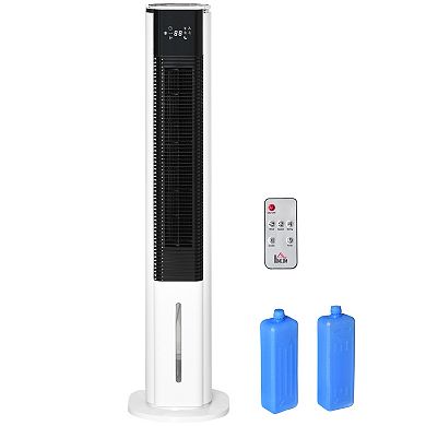 Standing Oscillating Cooling Tower Fan W/3 Speeds, 3 Modes, Timer, Remote, White