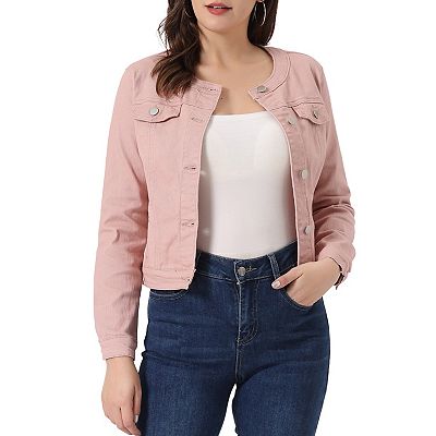Cropped Jean Jacket Women's Denim Jacket Round Neck Basic Short