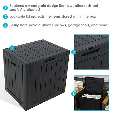 Sunnydaze 32 gal Faux Wood Plastic Outdoor Storage Box - Driftwood