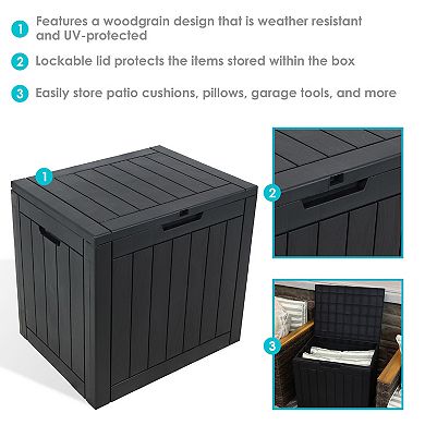 Faux Wood Grain Outdoor Storage Box - Phantom Gray