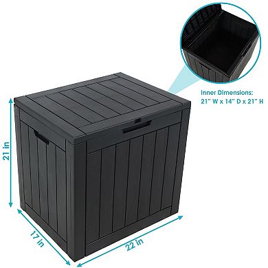 Sunnydaze 32 gal Faux Wood Plastic Outdoor Storage Box - Driftwood