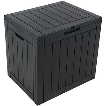Sunnydaze 32 gal Faux Wood Plastic Outdoor Storage Box