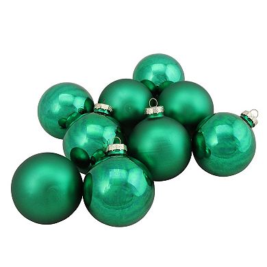 9ct Green 2-Finish Glass Christmas Ball Ornaments 2.5" (60mm)