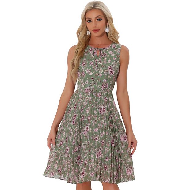 Women's Summer Floral Print A-line Knee Length Sleeveless