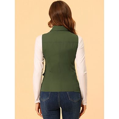 Women's Zip Up Jacket With Pockets Sleeveless Anorak Utility Vest