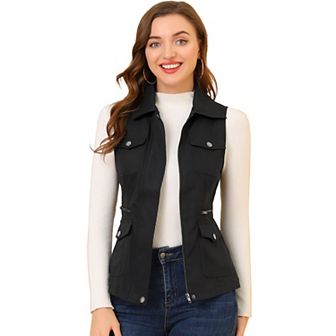 Women's Zip Up Jacket With Pockets Sleeveless Anorak Utility Vest