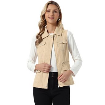 Women's Zip Up Jacket with Pockets Sleeveless Anorak Utility Vest