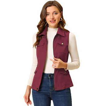 Women's Zip Up Jacket with Pockets Sleeveless Anorak Utility Vest