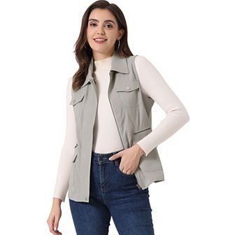 Women's Zip Up Jacket With Pockets Sleeveless Anorak Utility Vest