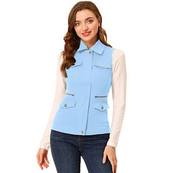Women's Zip Up Jacket With Pockets Sleeveless Anorak Utility Vest