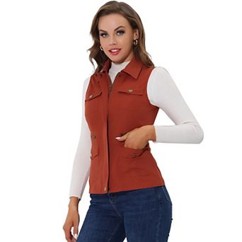 Women's Zip Up Jacket With Pockets Sleeveless Anorak Utility Vest