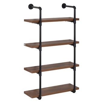 Industrial Multi-tier Shelf Wall-mounted Floating Shelf Bookcase Storage Rack