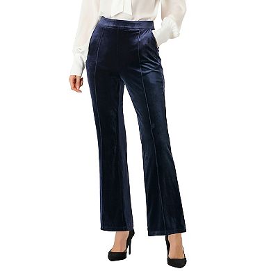 Women's High Waist Velvet Bell Bottom Pants with Pockets