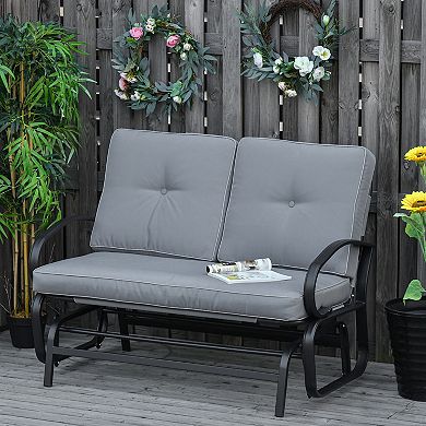 Outdoor Garden 2-person Gliding Chair Patio Glider With Cushions Steel