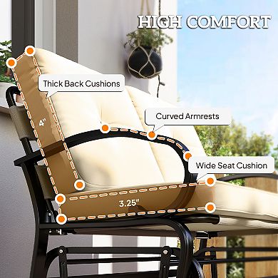 Outsunny Outdoor Garden 2-Person Gliding Chair Patio Glider with Cushions