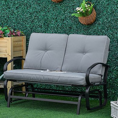 Outdoor Garden 2-person Gliding Chair Patio Glider With Cushions Steel