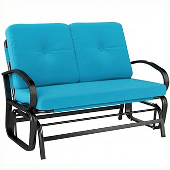Outsunny 2-Person Outdoor Glider Bench with Cushions,