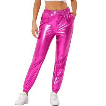 Women's Party Sparkle Shiny High Waist Metallic Jogger Pants
