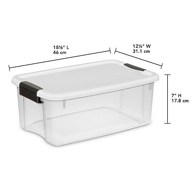 Sterilite 6 Qt Clear Plastic Stackable Storage Bin w/White retailer Latching Lid Organizi