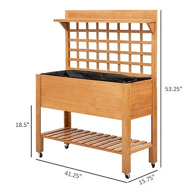 Outsunny 41" x 18" x 53" Wooden Raised Garden Planter Box with 3 Separate Levels