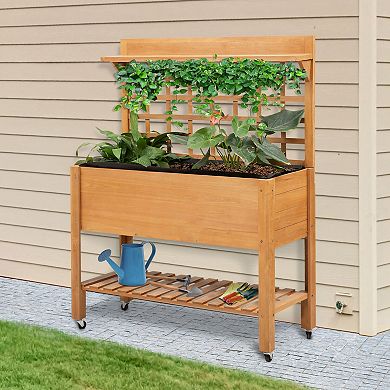 Outsunny 41" x 18" x 53" Wooden Raised Garden Planter Box with 3 Separate Levels