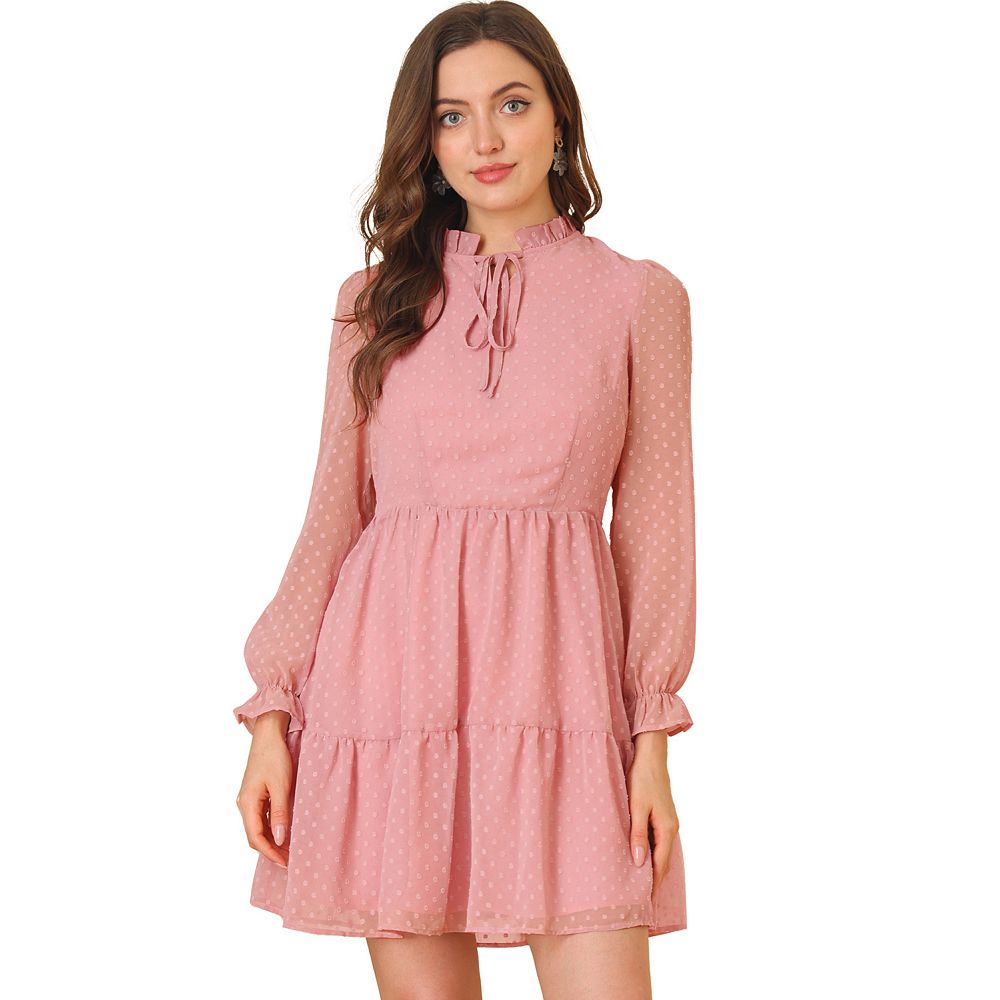 Embroidered Tiered Babydoll Dress with Ruffle Sleeves