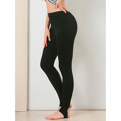 Women's Solid Soft Elastic Waistband Gym Yoga Stirrup Pants