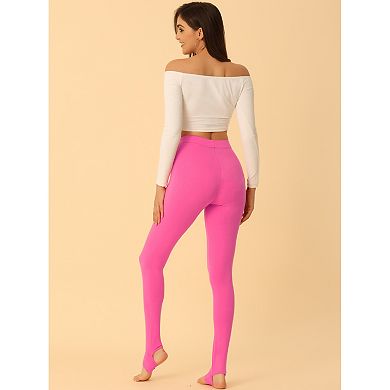 Women's Solid Soft Elastic Waistband Gym Yoga Stirrup Pants