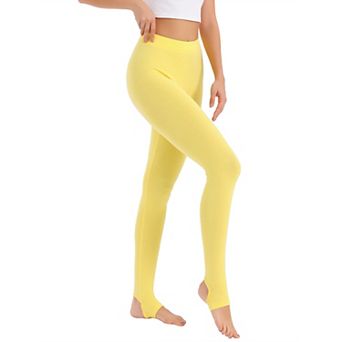 Women's Solid Soft Elastic Waistband Gym Yoga Stirrup Pants
