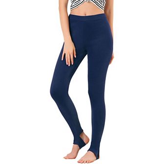 Women's Solid Soft Elastic Waistband Gym Yoga Stirrup Pants
