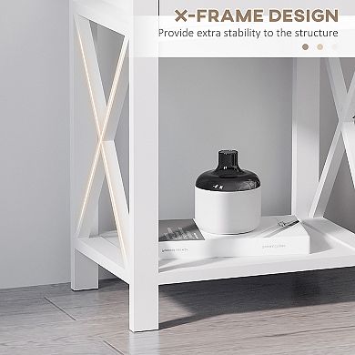HOMCOM 22inch Traditional Wood Accent End Table With Storage Drawer, Flat