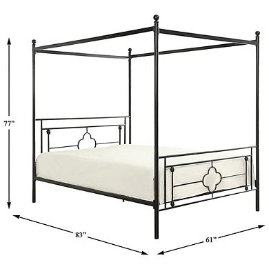 Lazzara Home Norhill Black Metal Frame Queen Canopy Bed
