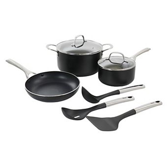 Oster Cocina Palladium 8 pc Aluminum Cookware Set in Black