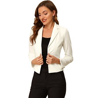 Women's Velvet Notched Lapel Long Sleeve Button Work Blazer