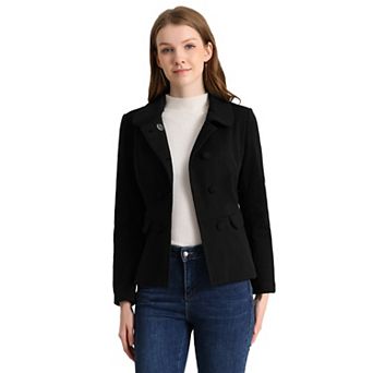 Women's Peter Pan Collar Button Decor Peplum Blazer