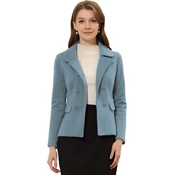 Women's Peter Pan Collar Button Decor Peplum Blazer